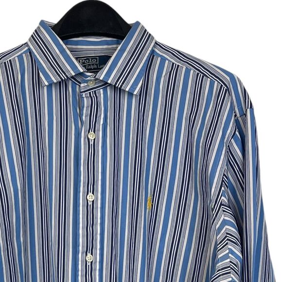 Polo Ralph Lauren Other - Polo Ralph Lauren Mens XL 100% Cotton Long Sleeve Button Down‎ Blue Striped Pony
